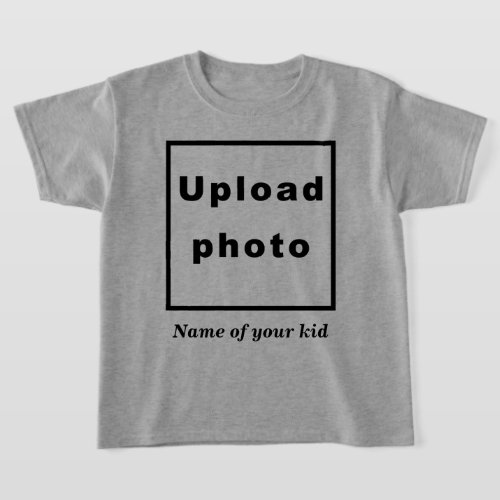 Name and Photo of Your Kid on Light Steel Kids T_Shirt