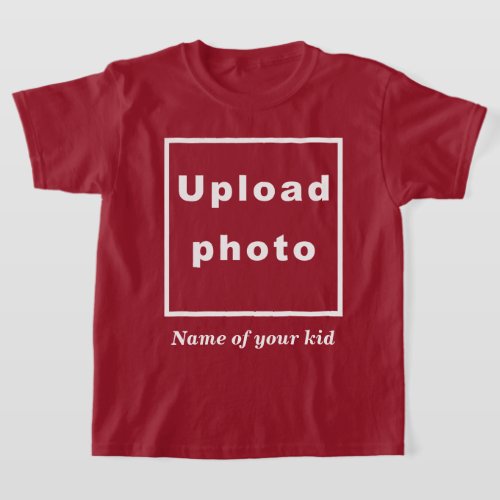 Name and Photo of Your Kid on Maroon Kids T_Shirt