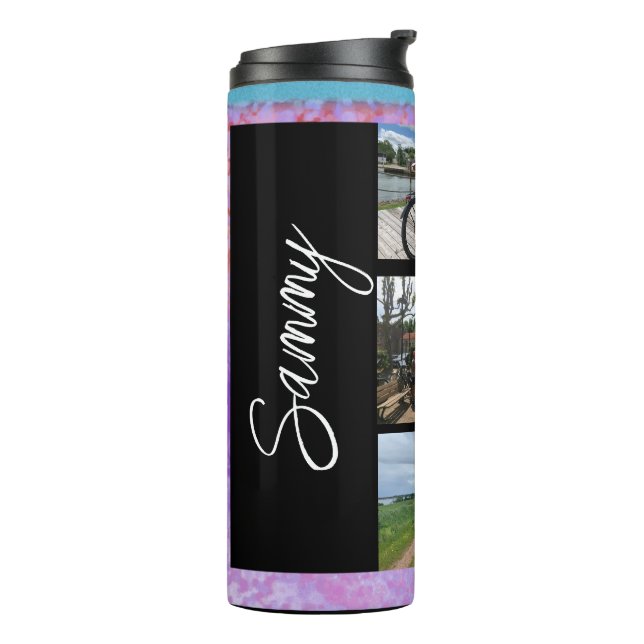 Name and Picture Collage Thermal Tumbler  (Rotated Left)