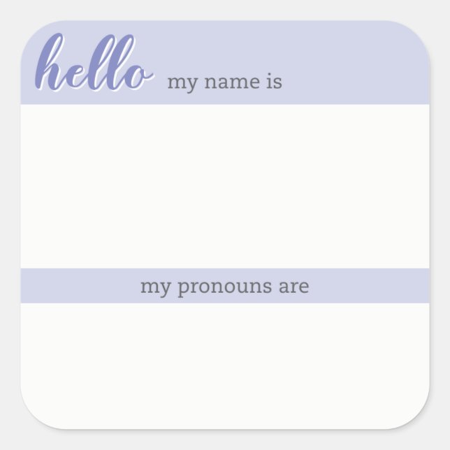 Name and Pronoun Tag – Lilac Square (Front)