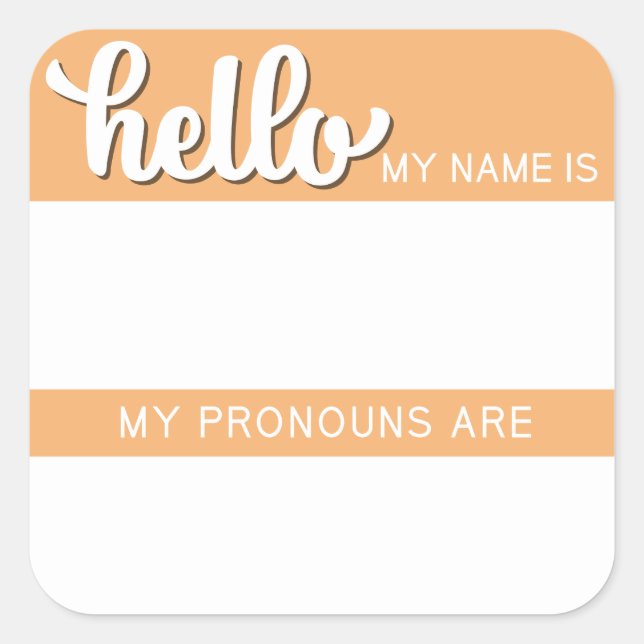 Name and Pronoun Tag – Orange Square (Front)