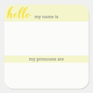 Name and Pronoun Tag – Yellow Square