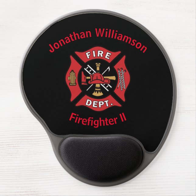Name and Rank with Firefighter Emblem  Gel Mouse Pad (Front)