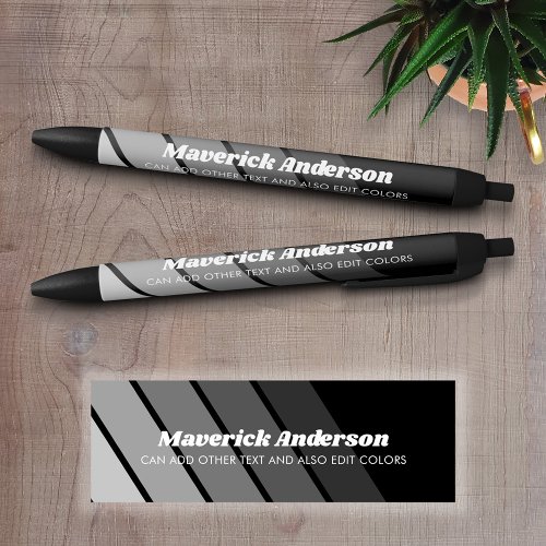 Name and Title Calligraphy _ Retro Stripes Black Ink Pen