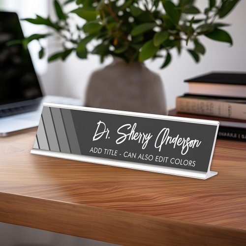 Name and Title Calligraphy _ Retro Stripes Desk Name Plate