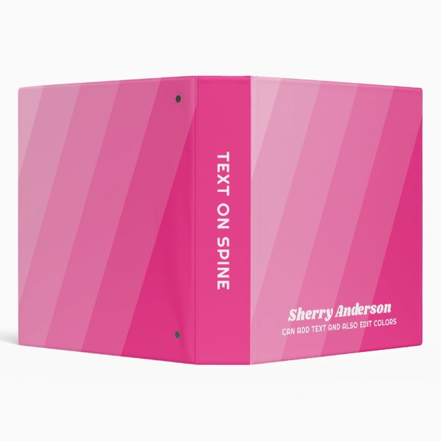 Name and Title Calligraphy - Retro Stripes Rose 3 Ring Binder (Background)