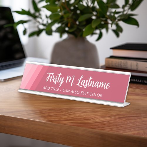 Name and Title Calligraphy _ Retro Stripes Rose Desk Name Plate
