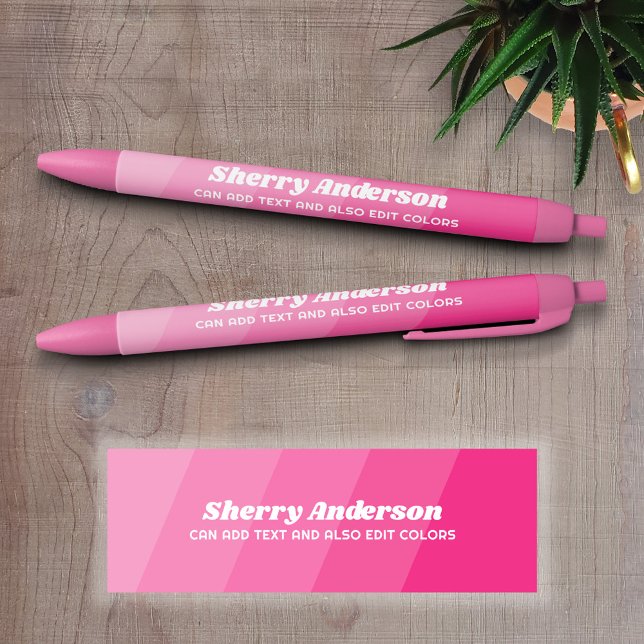 Name and Title Calligraphy - Retro Stripes Rose Pen (Personalized Writing pen - Add Name and other text to this custom design)