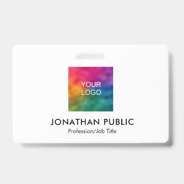 Name And Title Employee Photo Business Logo ID Badge (Front)