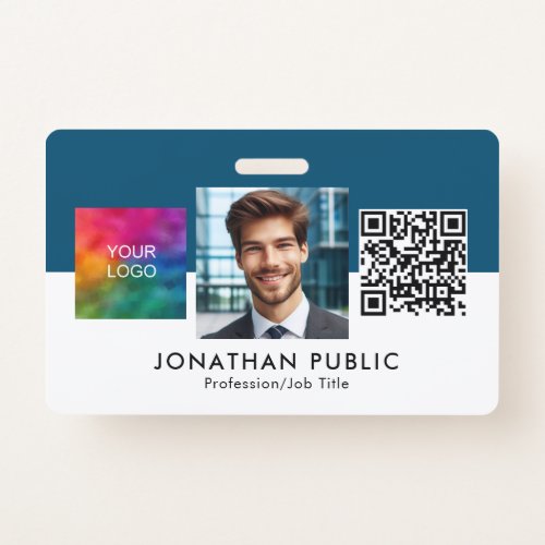 Name And Title Logo QR Code Employee ID Card Badge