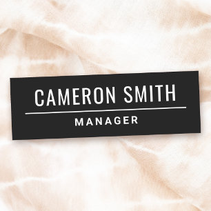 Name and title modern black tag