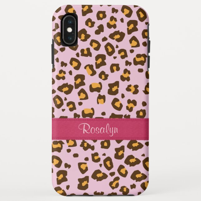 Name animal leopard print pink brown  Case-Mate iPhone case (Back)