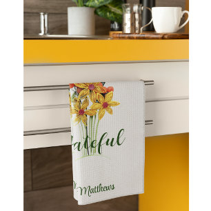 Name, Autumn Paper Quilled Flowers, grateful, Kitchen Towel