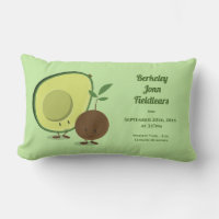 Name Avocado and Pit Cartoon Birth Information Lumbar Pillow