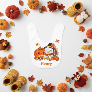 Name Baby Turkey And Pumpkin Thanksgiving  Bib