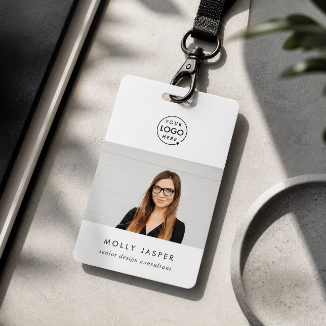Name Badge Card | Custom Employee Staff ID Badges (Custom vertical employee badges with headshot branding for offices, agencies, and studios)