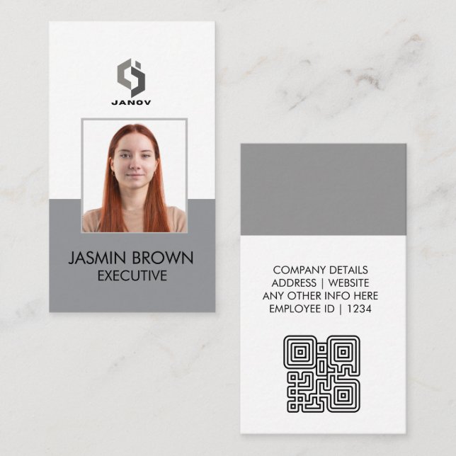 Name Badge Card & Custom QR Code Employee (Front/Back)