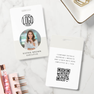 Name Badge Card Custom QR Code Employee ID Badge
