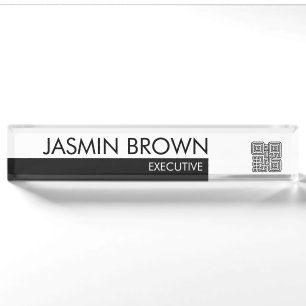 Name Badge Card & Custom QR Code Name Tag Desk Name Plate
