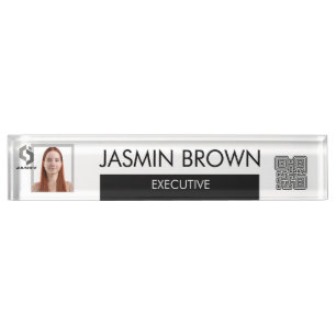 Name Badge Card & Custom QR Code Name Tag Desk Name Plate