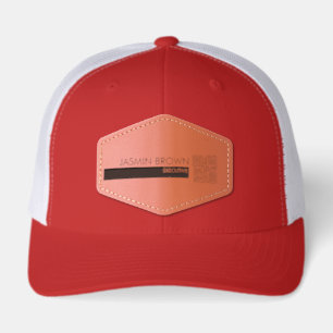Name Badge Card & Custom QR Code Name Tag Leather Patch Hat