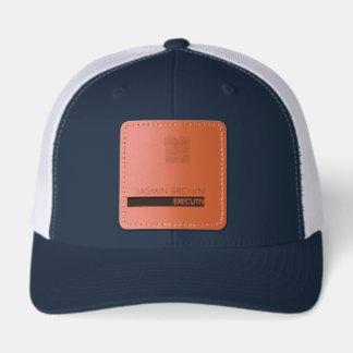 Name Badge Card & Custom QR Code  Name Tag Leather Patch Hat