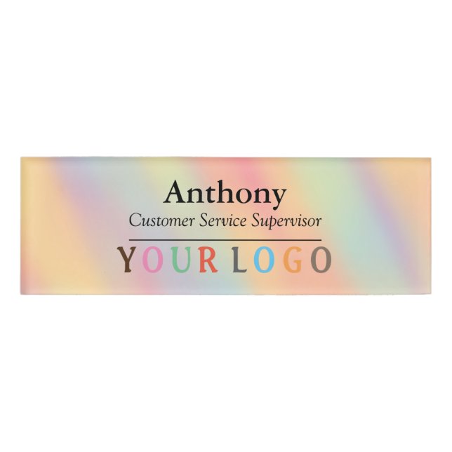 Name Badge Magnet Custom Logo Employee Staff Large (Front)