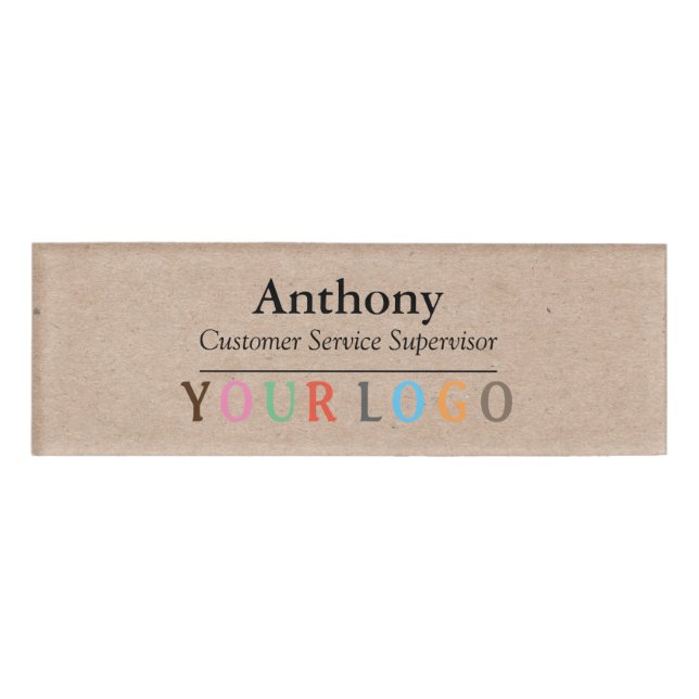 Name Badge Magnet Custom Logo Employee Staff Large (Front)