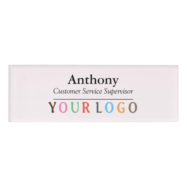 Name Badge Magnet Custom Logo Employee Staff Large (Front)