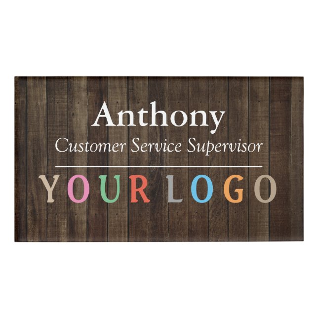 Name Badge Magnet Custom Logo Employee Staff Large (Front)