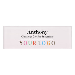 Name Badge Magnet Custom Logo Employee Staff Large