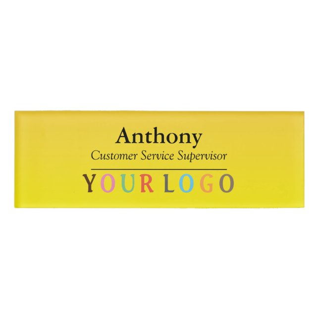 Name Badge Magnet Custom Logo Employee Staff Large (Front)
