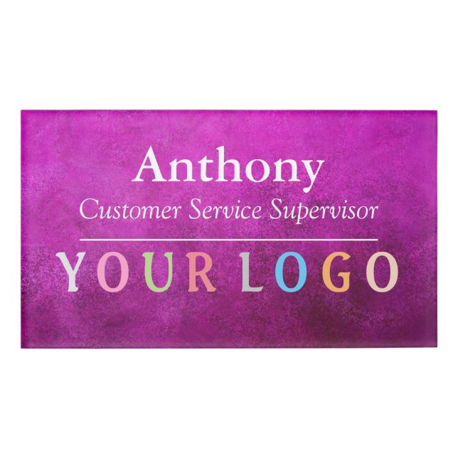 Name Badge Magnet Custom Logo Employee Staff Large (Front)