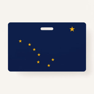 Name Badge with flag of Alaska State, USA