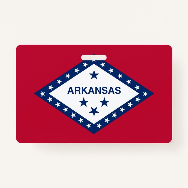 Name Badge with flag of Arkansas State, USA (Front)