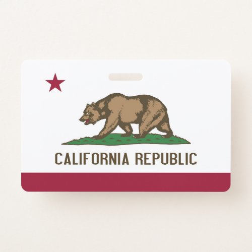 Name Badge with flag of California State USA