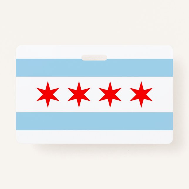 Name Badge with flag of Chicago City, USA (Front)