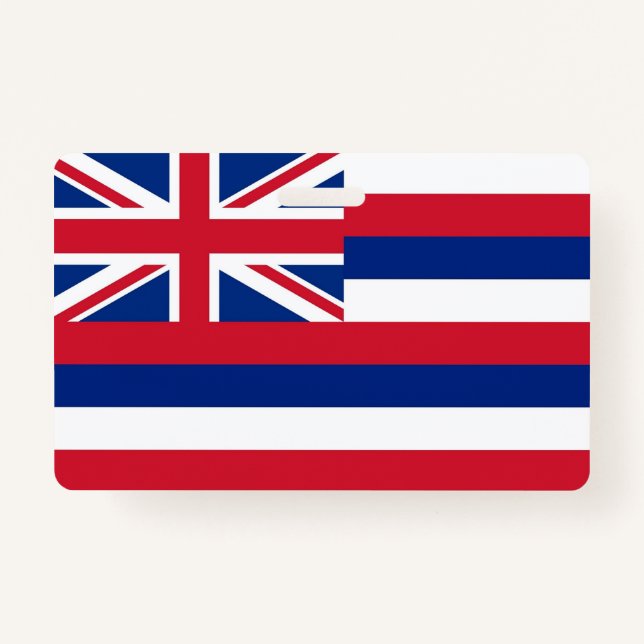 Name Badge with flag of Hawaii State, USA (Front)