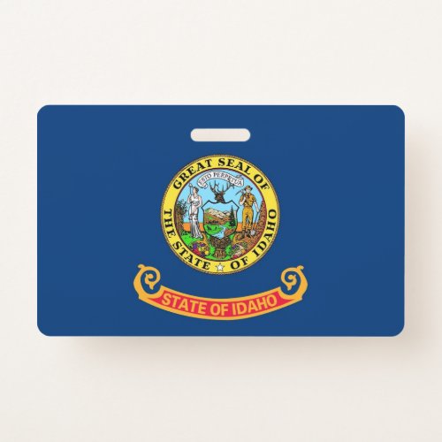 Name Badge with flag of Idaho State USA