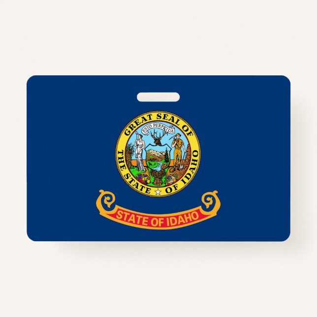 Name Badge with flag of Idaho State, USA (Front)