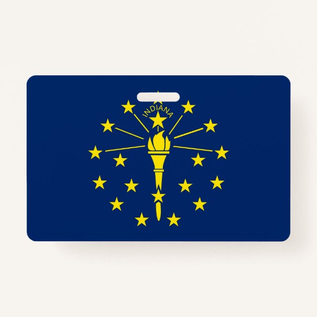 Name Badge with flag of Indiana State, USA (Front)
