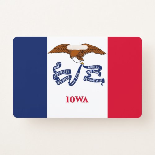 Name Badge with flag of Iowa State USA