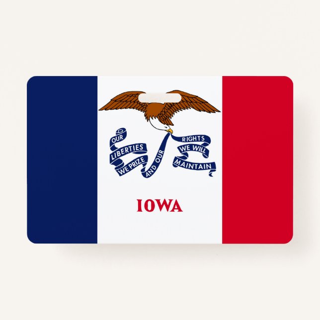 Name Badge with flag of Iowa State, USA (Front)
