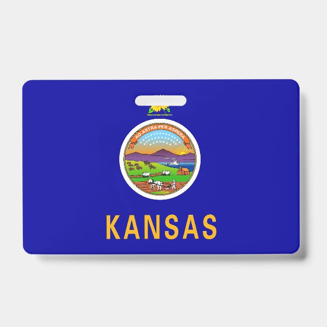 Name Badge with flag of Kansas State, USA (Front)