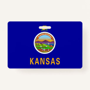 Name Badge with flag of Kansas State, USA