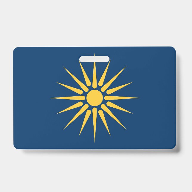 Name Badge with flag of Macedonia, Greece (Front)