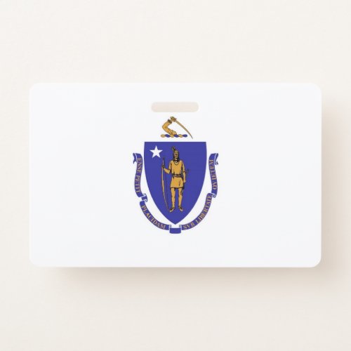 Name Badge with flag of Massachusetts State USA