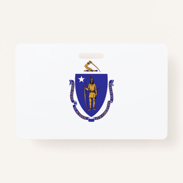 Name Badge with flag of Massachusetts State, USA (Front)