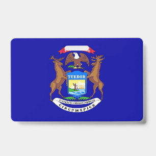 Name Badge with flag of Michigan State, USA