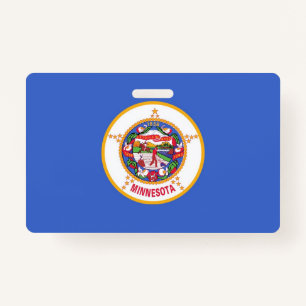 Name Badge with flag of Minnesota State, USA